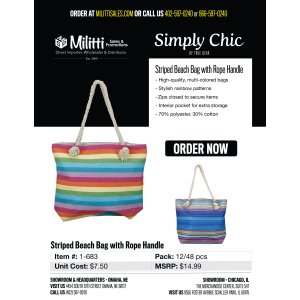 Striped Beach Bag with Rope Handle