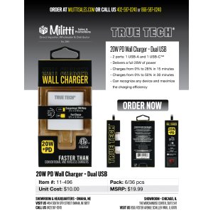 20W PD Wall Charger - Dual USB