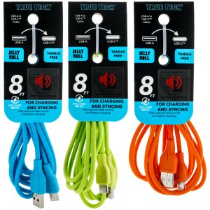 USB-C to USB-A 8 FT Jelly Roll Cable