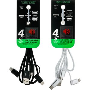Multi-Tip 3-in-1 Cables 4FT USB-A to Lightning/USB-C/Micro USB