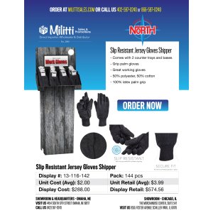 Slip Resistant Jersey Gloves Shipper - 144pcs
