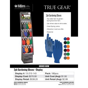 2 Pack Gardening Gloves Display