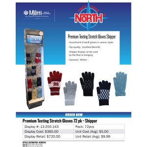 Premium Texting Gloves Shipper - 72pcs