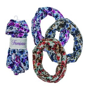 Lucie - Infinity Scarf with Flower Pattern