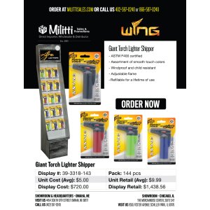 Giant Torch Lighter Shipper - 144pcs