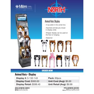 Animal Hats Display - 48pcs