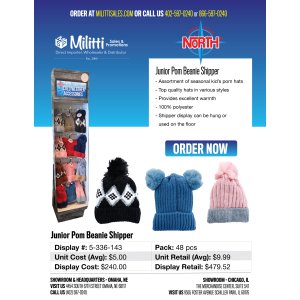 Junior Pom Beanie Shipper - 48pcs