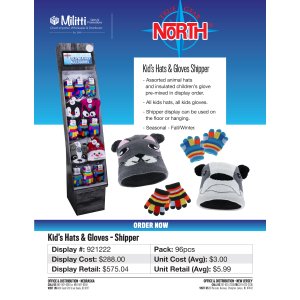 Kid's Hats & Gloves Shipper - 96pcs