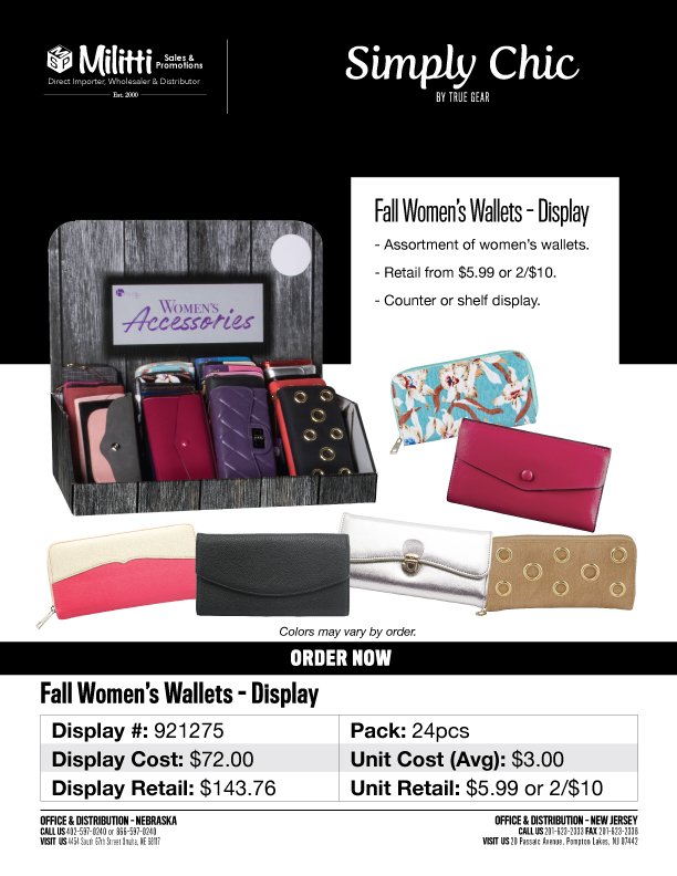 921275 Fall Women's Wallets Display - 24pcs (921275)
