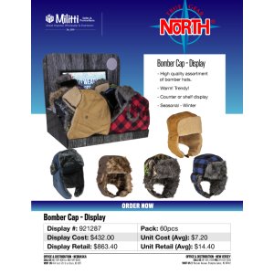 Bomber Cap Display - 60pcs