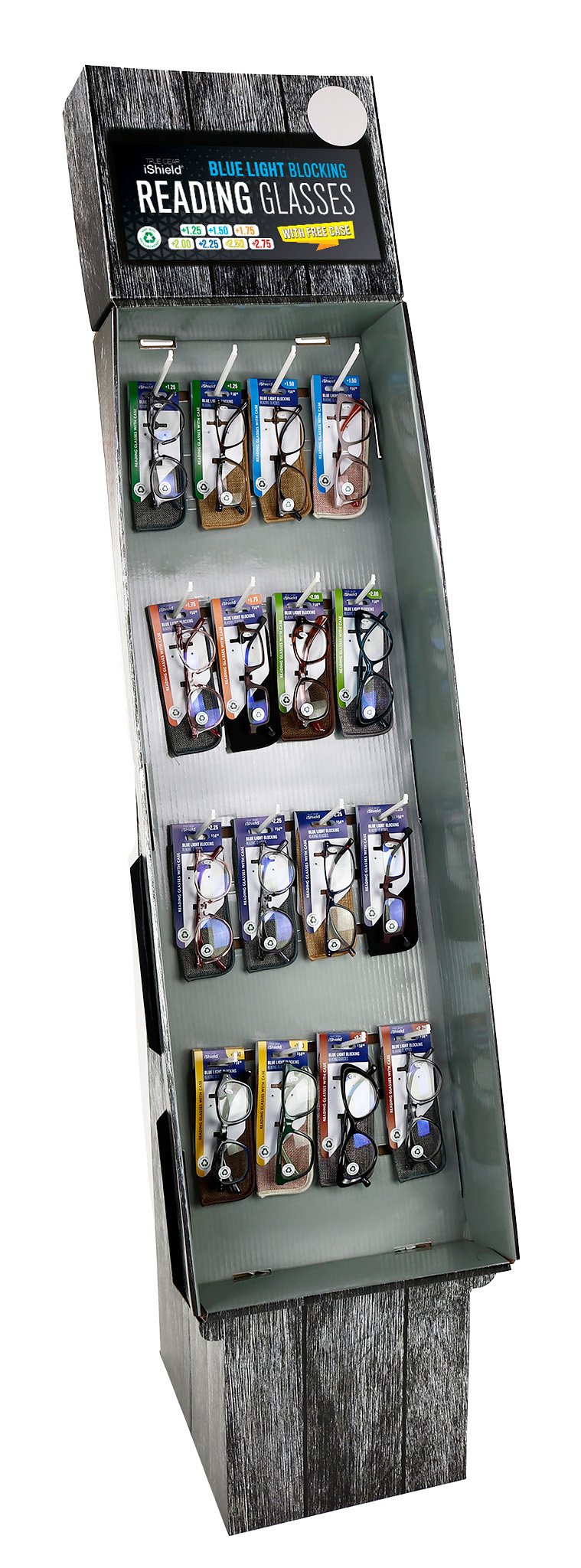 Blue Blocking Eco Carded Readers with Case Made with Recycled Materials Shipper - 48pcs - Image 3