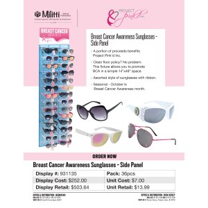 Breast Cancer Awareness Sunglasses Side Panel - 36pcs