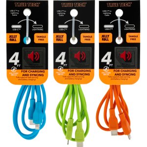 Lightning to USB-C 4FT Jelly Roll Cable